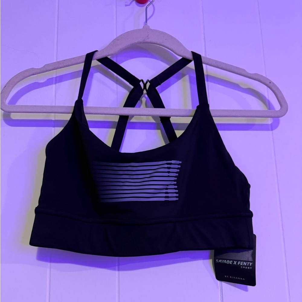 NWT Savage Fenty Band-It Low-Impact  Black Caviar‎ Sports Bra Size Small